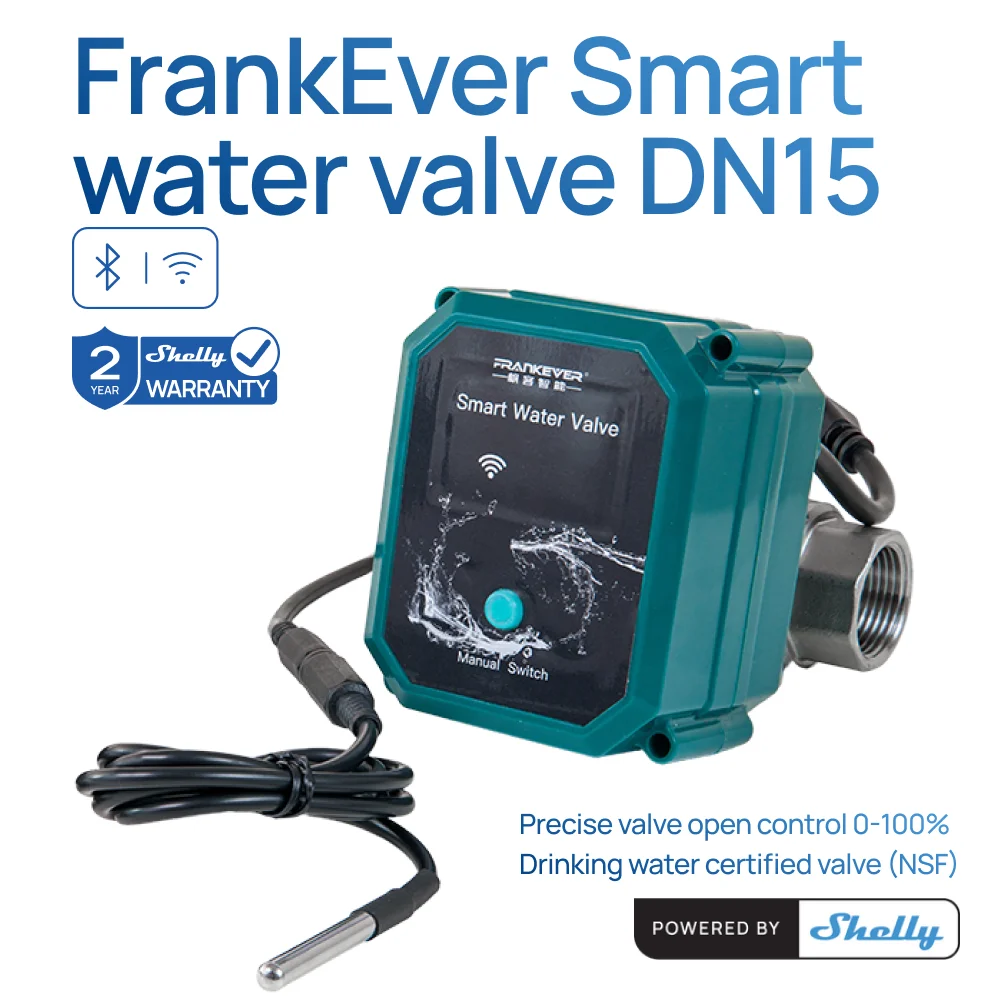 FrankEver Smart Water Valve Powered by Shelly Home Water Supply Irrigation System Pool Auto Control Automations Built With Ambie