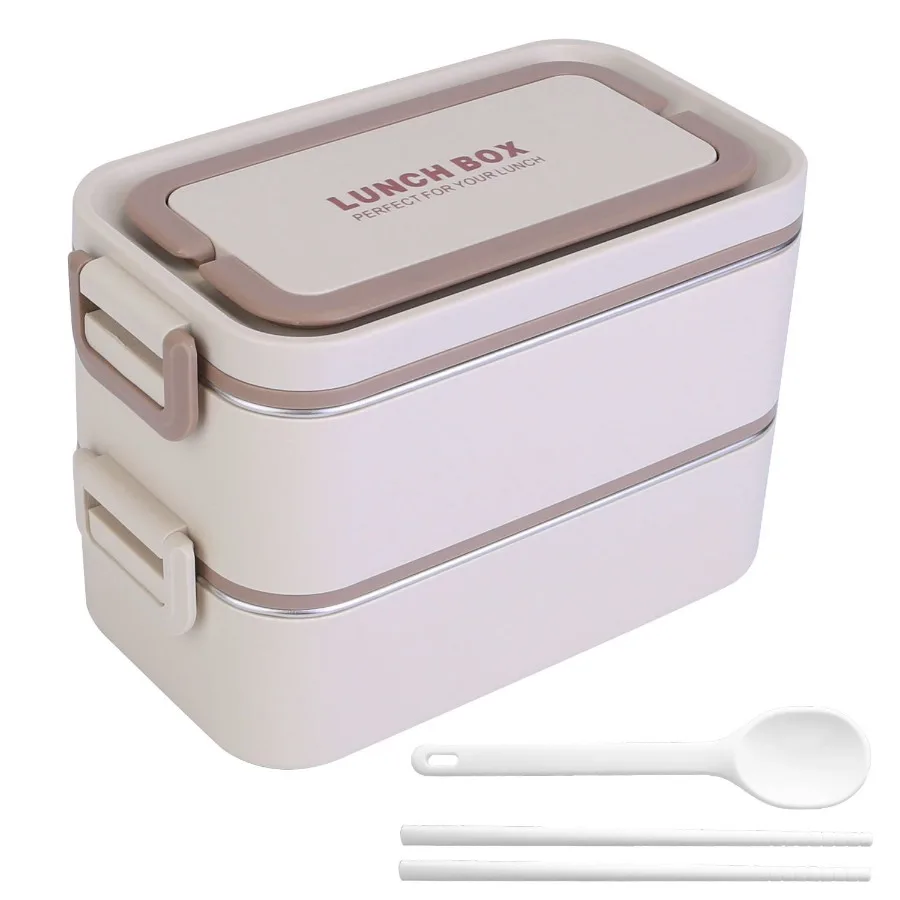 

Bento Lunch Box 3 Stackable Food Container Leakproof Dishwasher Microwave Oven Safe Bento Box with Chopsticks Spoon for Adult W