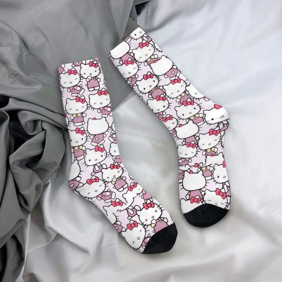 Autumn Winter Colorful Men's Women's Hello Kitty Pattern Socks Kawaii Cartoon Non-slip Sports Socks