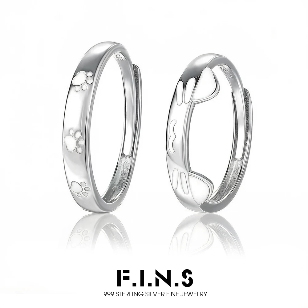 

Кольца для пар F.I.N.S из стерлингового серебра S925 с кошачьими когтями, подарок для девушки, модные регулируемые кольца с милым мультяшным дизайном, украшения на палец