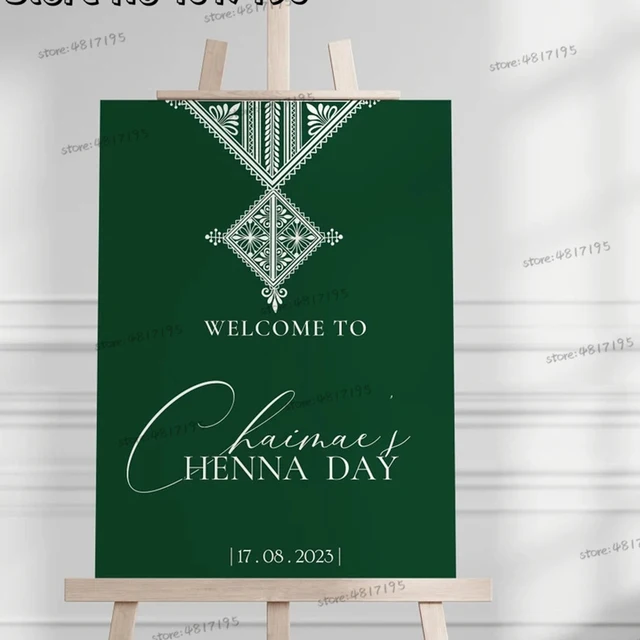 Islamskie naklejki ślubne powitalne Spersonalizowane imiona Naklejki arabskie Henna Day Naklejki winylowe Muzułmańska henna Welcome Party Sign