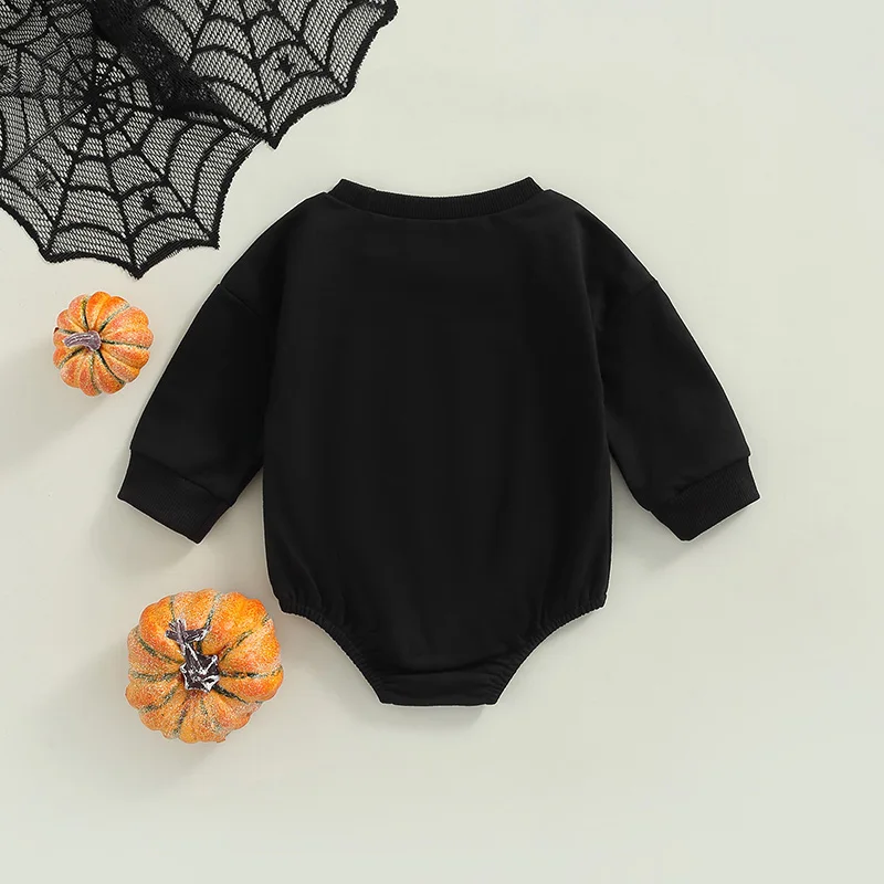 

Adorable Infant Spooky Pumpkin Print Crew Neck Bodysuit Stylish Comfy Overall for Baby Boys and Girls Halloween