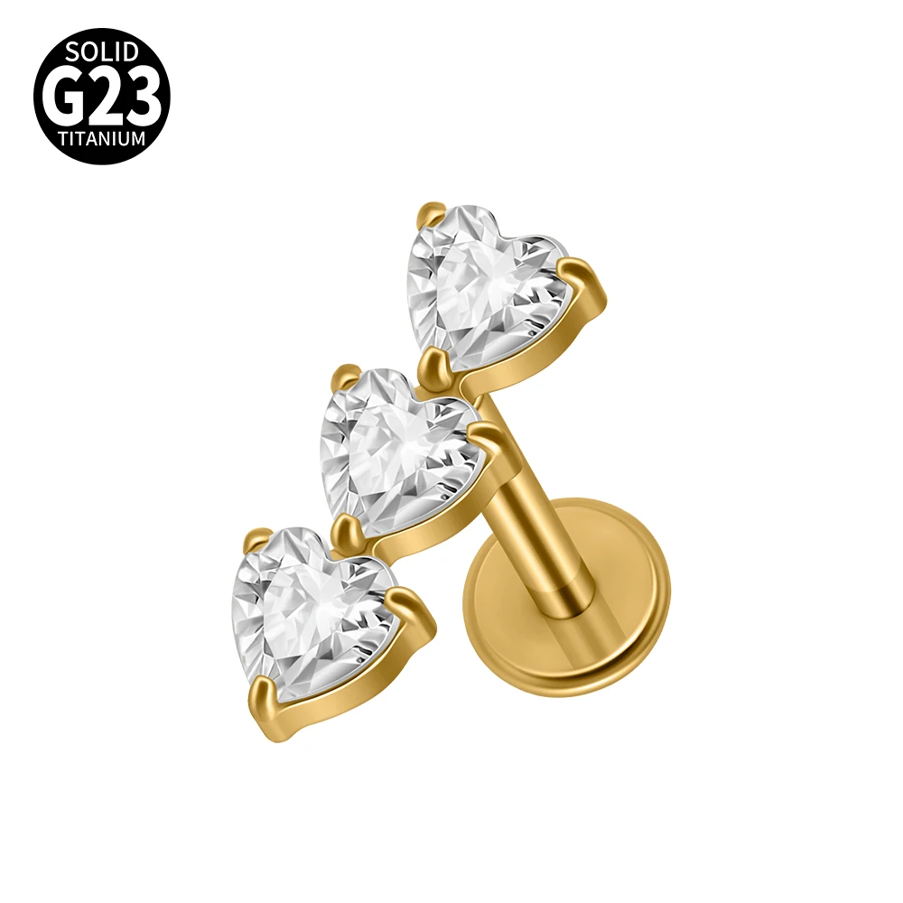 G23 Titanium Star Zircon Lip Studs