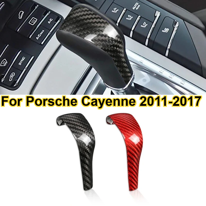 

Car Gear Lever Shift Knob Cover For Porsche Cayenne 2011-2017 Black Red Carbon Fiber Gear Lever Shift Knob Cover Trim