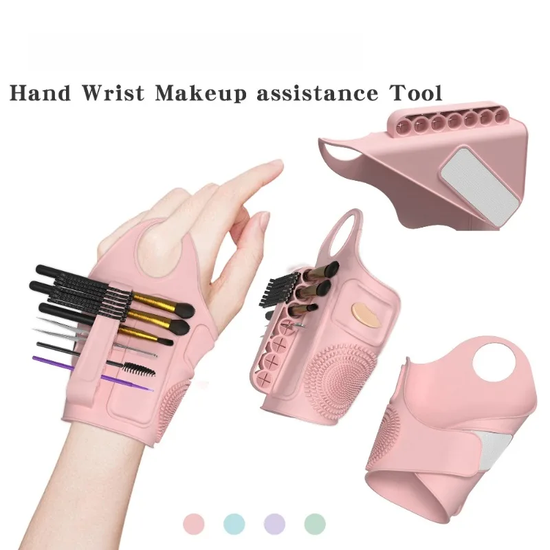 Silicone makeup auxiliary hand strap Multifunctional makeup brush Beauty tool strap Cleaning area Wrist strap