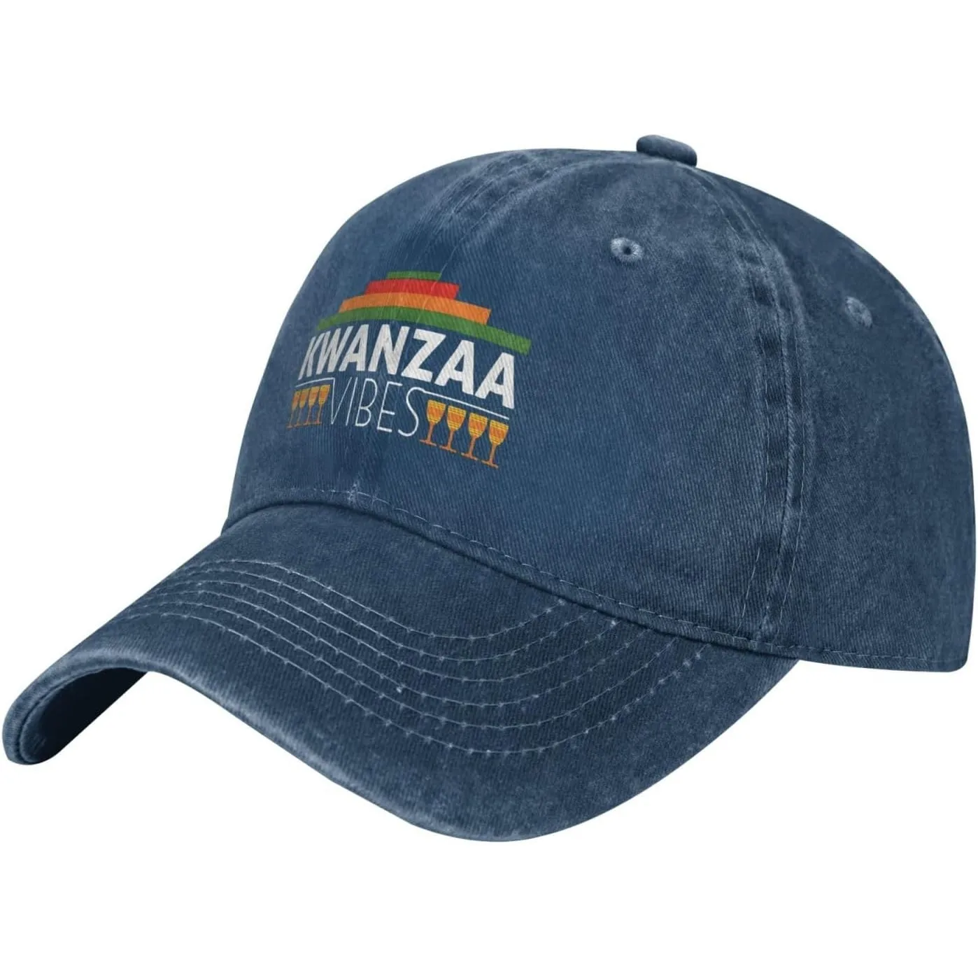 Kwanzaa-Vibes-Baseball-Cap-Cotton-Washed-Denim-Low-Profile-Adjustable-Golf-Hat-Unisex