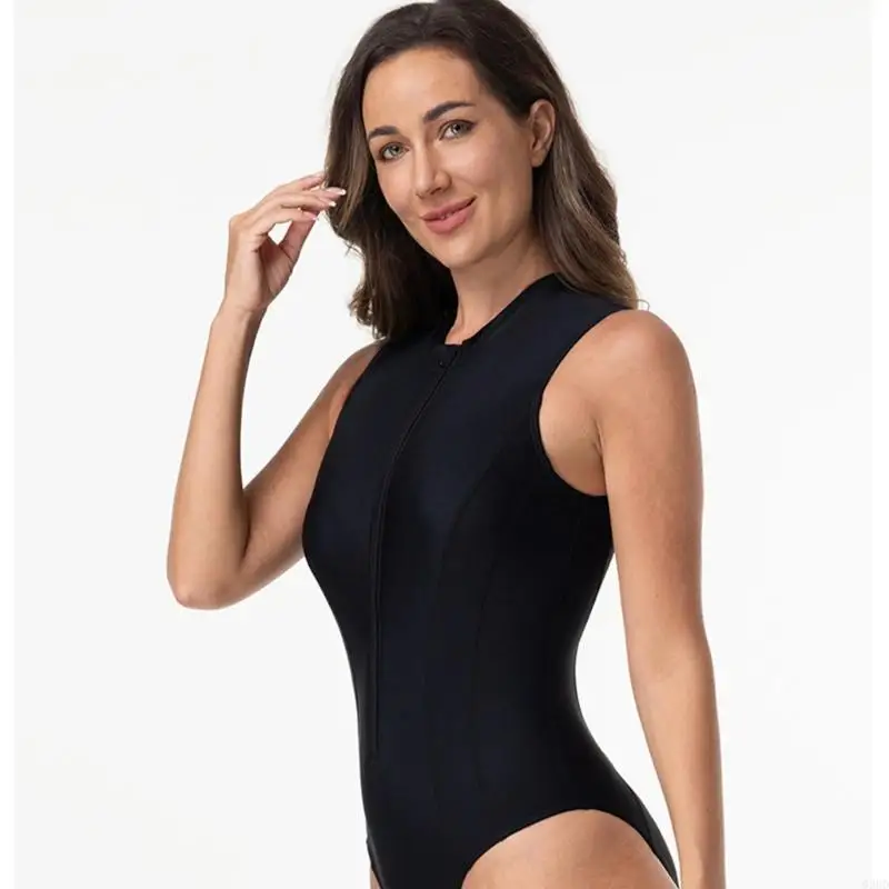 

Купальник для подводного плавания для женщин, без рукавов, на молнии спереди, Рашгард, купальник, быстросохнущий гидрокостюм для