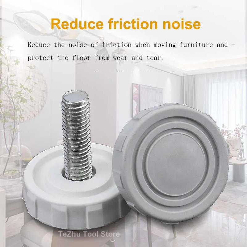 M6 M8 M10 Leveling Foot Screw On Type Plastic Furniture Table Chair Sofa Leg Anti-slip Feet Adjustable Leveler Base Bolt Pad