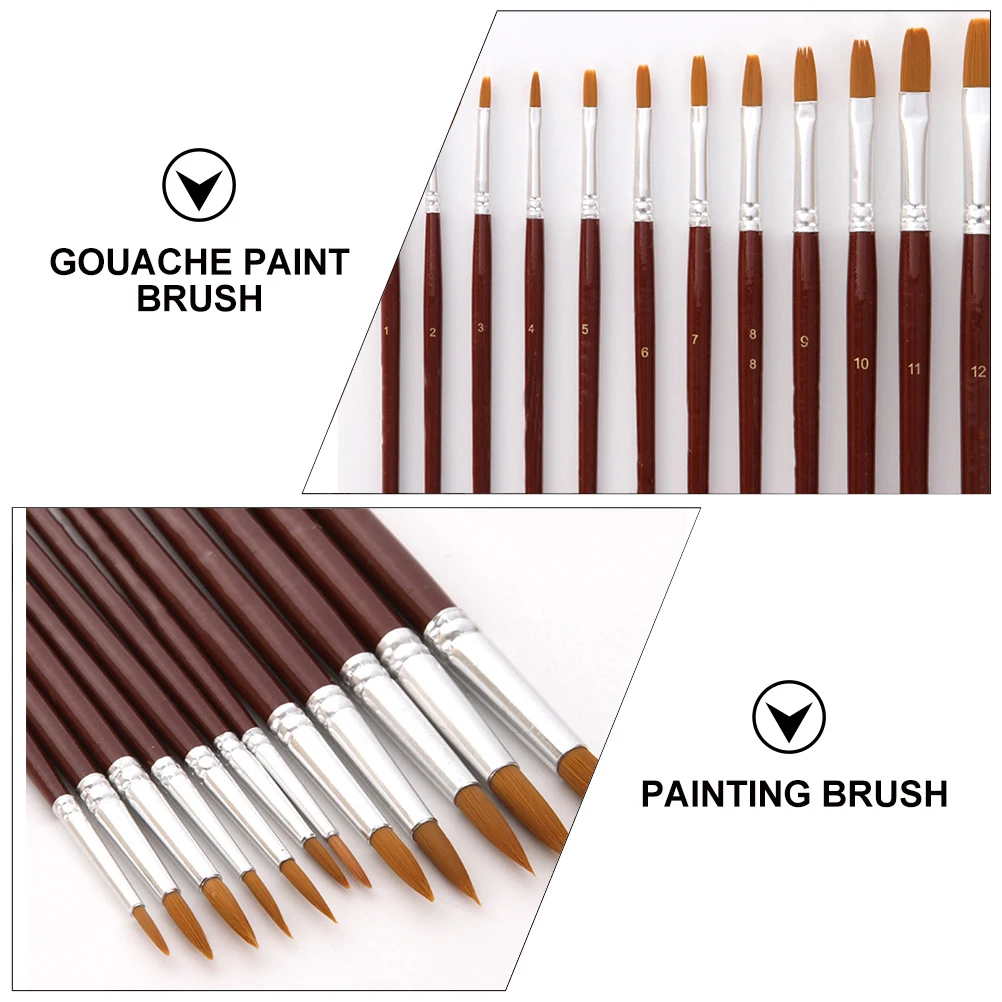 

24Pcs Artist Painting Brush Set High Quality Wood Handle Round Pointed Tip Long Lasting Gift for Artists Wood Handle Paint Brush