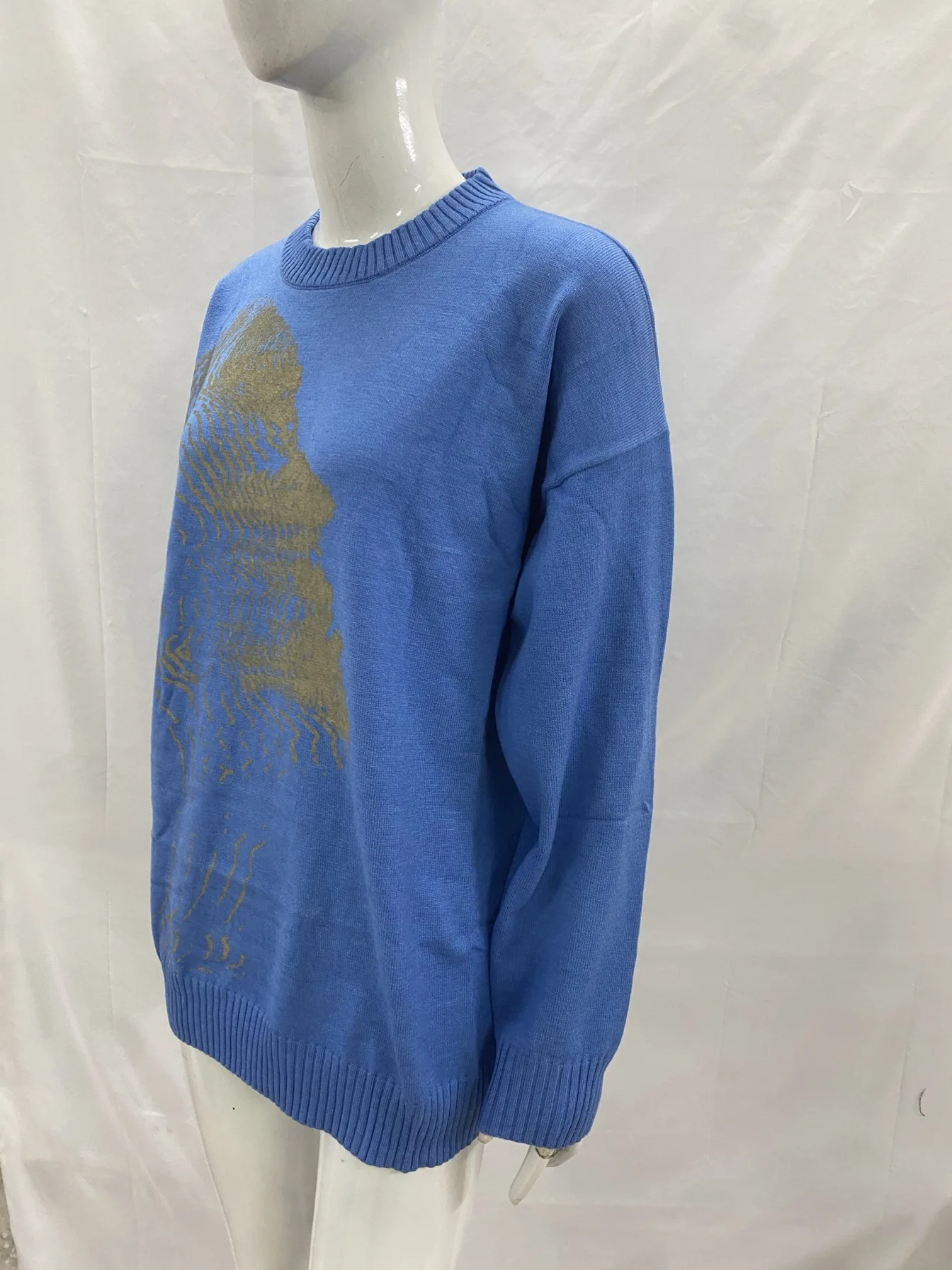 

Классический вязаный свитер с круглым вырезом и простым осенне-зимним повседневным носком, свитер с вышивкой для верхней одежды.