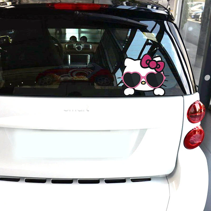 Kawaii Sanrio Hello Kitty Car Sticker Rearview Mirror Sticker Car Body Decorative Sticker Truck Motorcycle Vehicles Automobiles