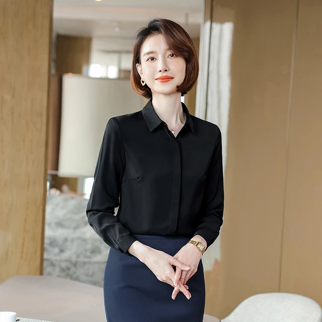 Formal Black Blouse Shirts Women 2 Piece Skirt And Top Sets Long Sleeve Office Work Wear Ol Styles Women Shirt AliExpress