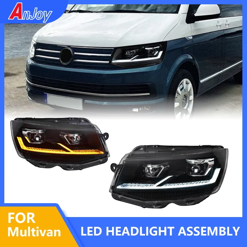 2 PCS Car For VW Multivan T5 T6 Headlight 2014-2019 Head lamp LED DRL Turn Signal High Beam Projector Lens Accessories