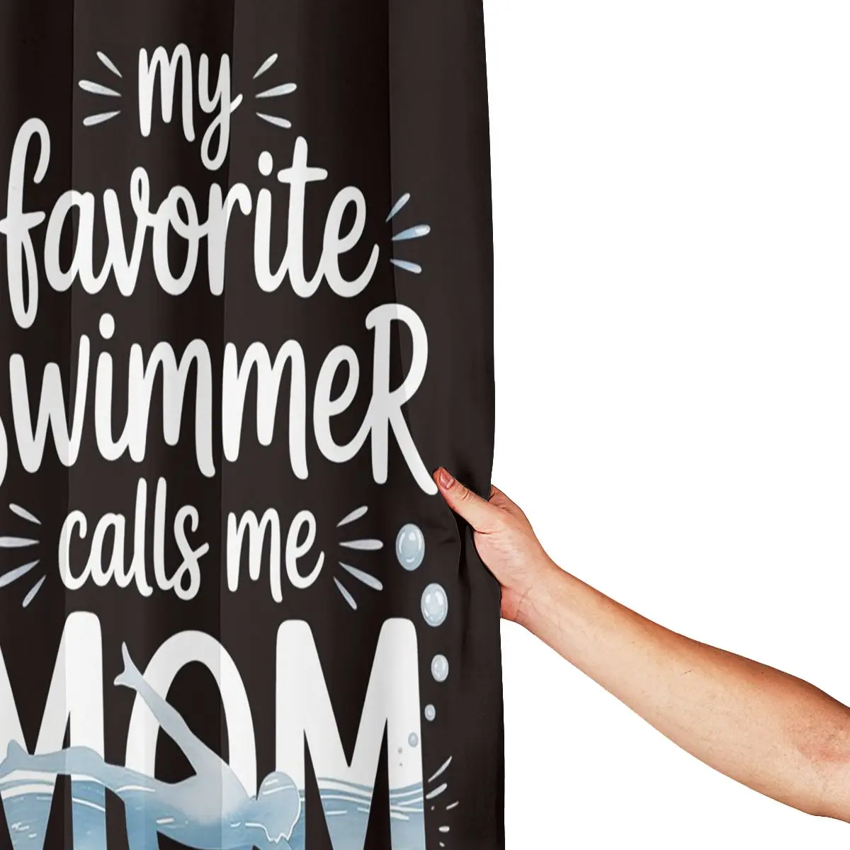Womens My Favorite Swimmer Calls Me Swim Mom Swimming Mama Shower Curtain Bathroom Polyester Waterproof Bath Curtains with Hooks