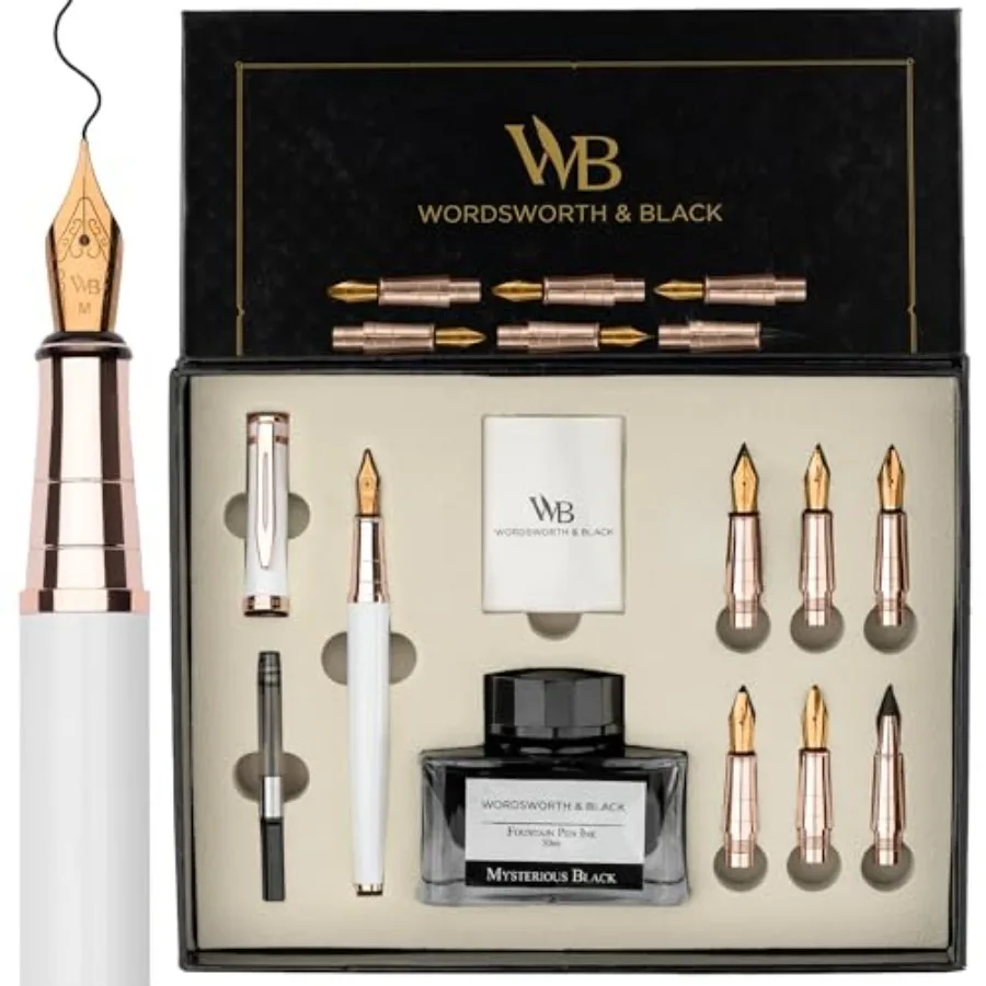 

Calligraphy Pen Gift Set Includes Ink Bottle 6 Ink Cartridges A Refill Converter 6 Replacement Nibs Journaling Smooth Writing P