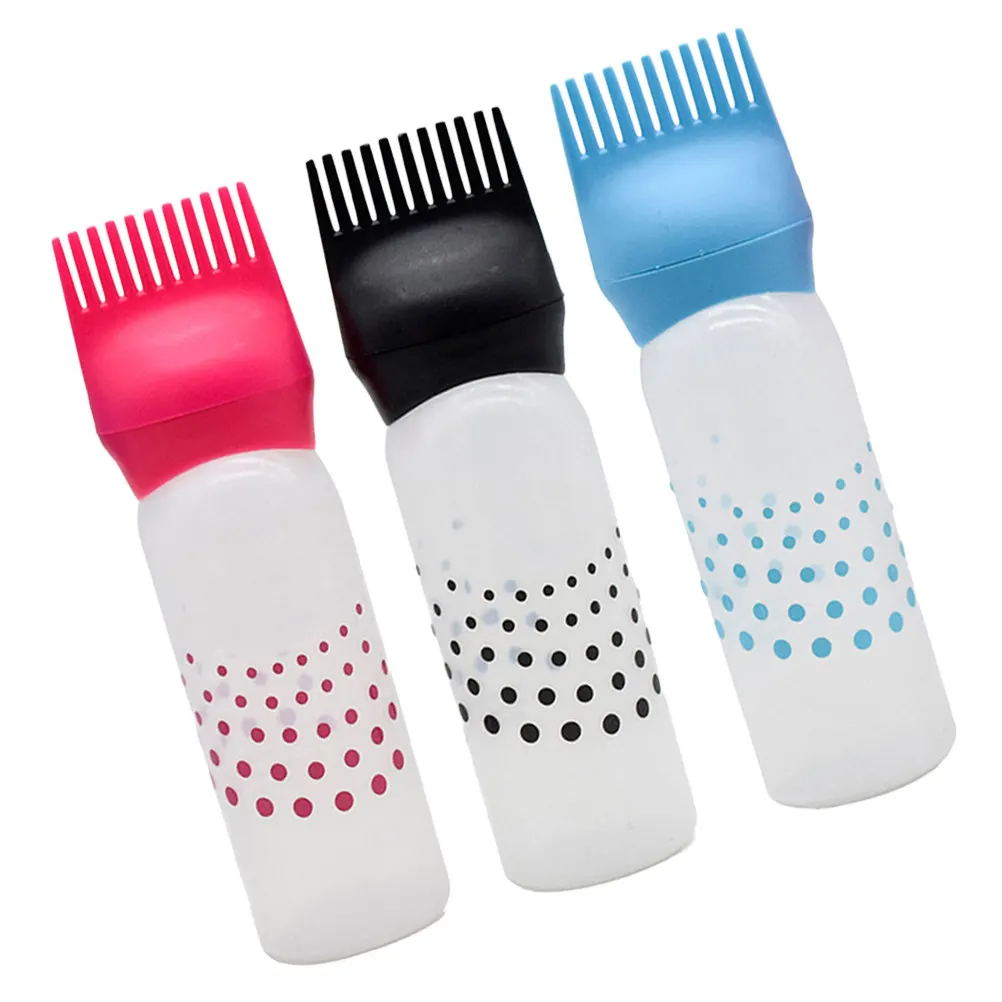 

3Pcs Hair Dye Bottles Refillable Coloring Containers Shampoo Bottles Comb Design Non-Slip Sealing for Hairdressing Salon Home