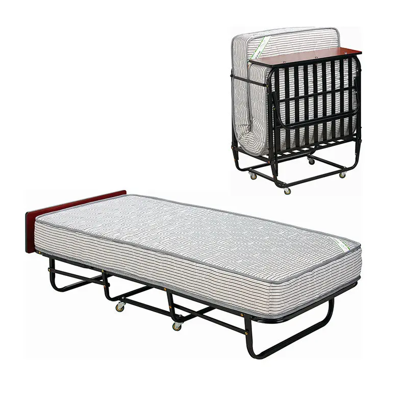 Foldable single movable bed for bed and breakfast rooms