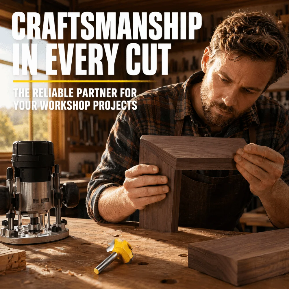 1/4 Inch Shank Lock Miter Router Bit 45 Degree Angle 1-3/8 Inch Diameter Wood Milling Cutter Drill Cutting Tool 1/2 Inch Shank