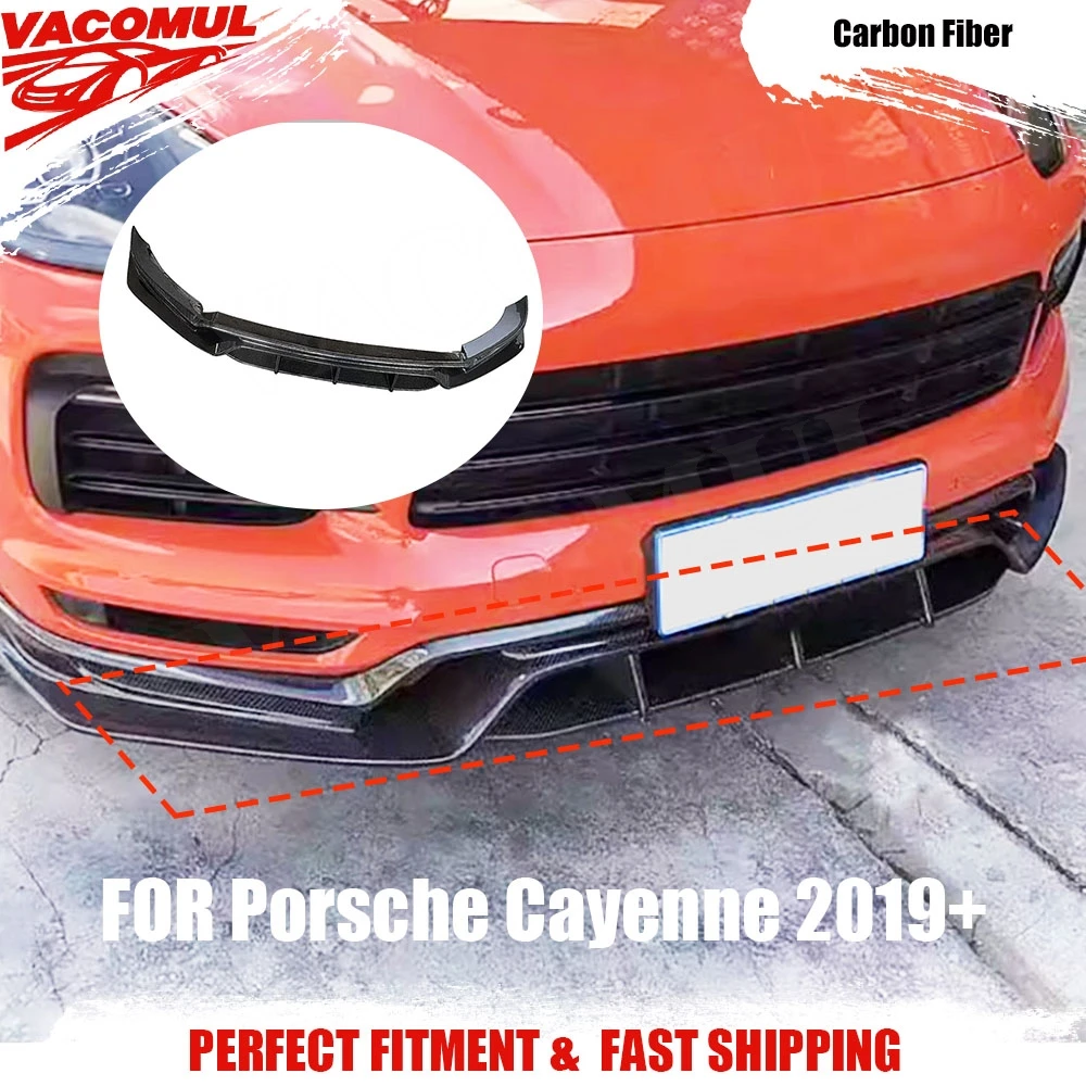 

VACOMUL Carbon Fiber Front Bumper Lip spoiler for Porsche Cayenne 2019+ Decorations Head Chin Shovel Guard Car Parts