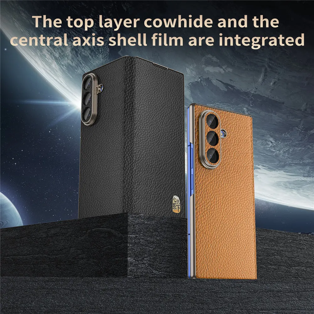 

Натуральный флип-чехол из воловьей кожи Togo для Samsung Galaxy Z Fold7 6 5 W25, матовый бронированный чехол