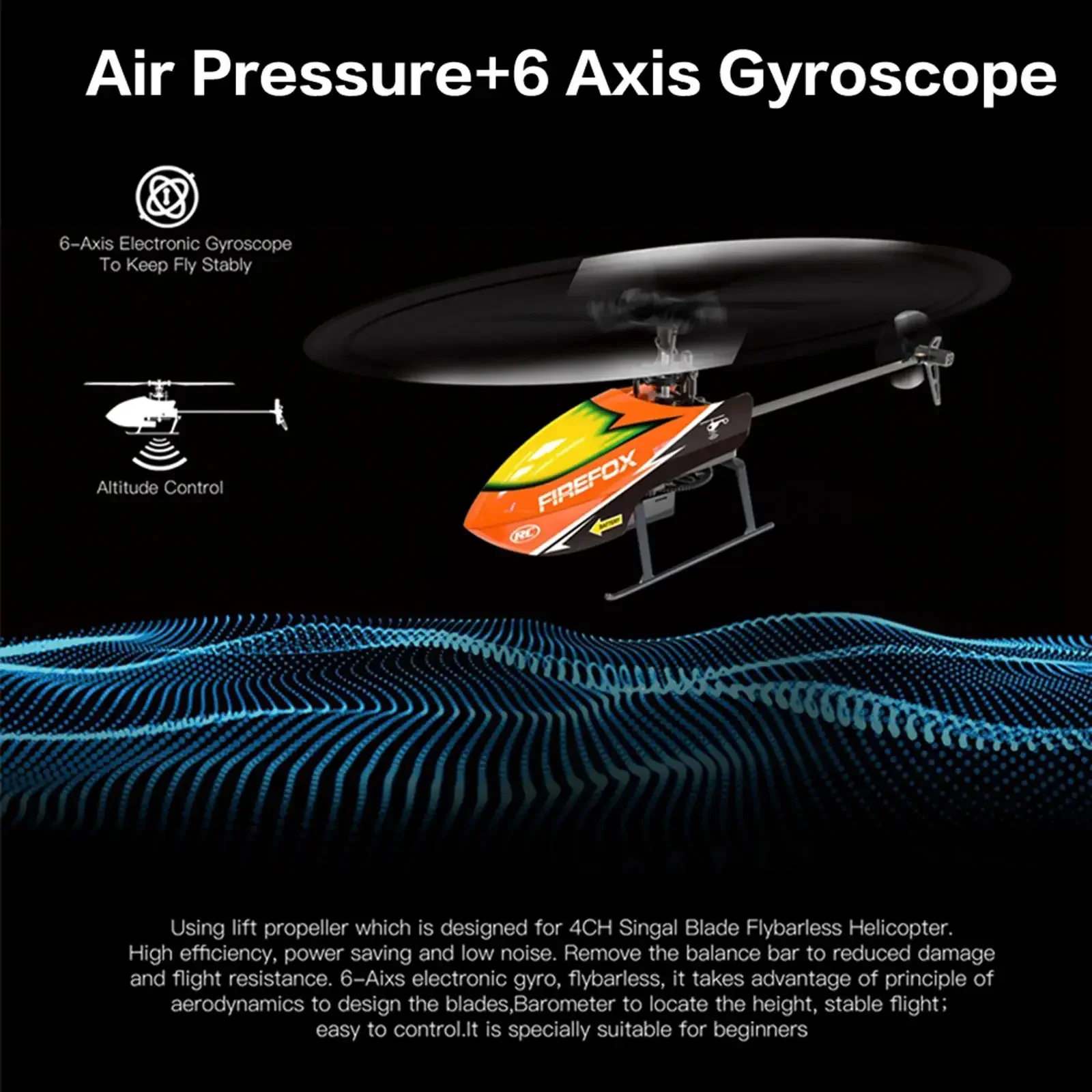 C129 4CH Single Propelleron Flybarless 2.4Ghz RC Helicopter Air Pressure Constant Altitude Children's Toy RC Aircraft