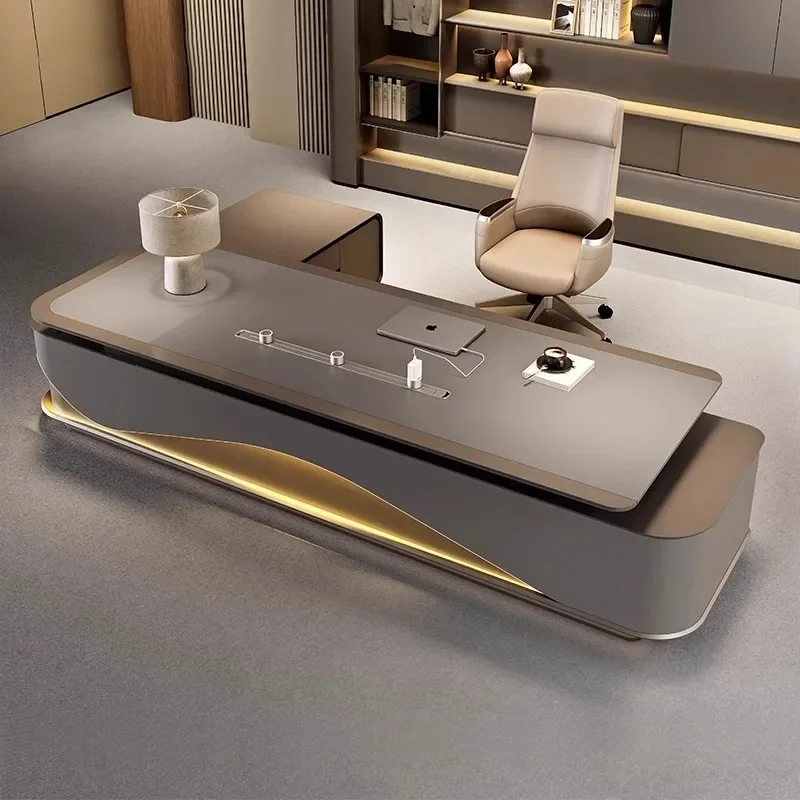Boss table, office furniture, light luxury, senior sense, president table, large desk , supervisor desk and chair combina