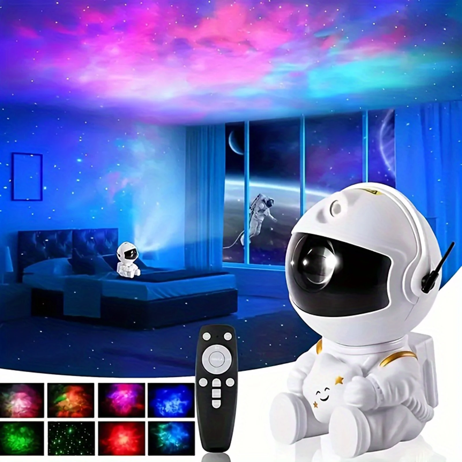 Astronaut Starry Sky Projector Lamp Starry Atmosphere Night Light Creative Spaceman Laser Nebula Lamp