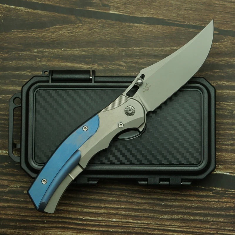 New RattleSnake F05 Real M390 Steel Ceramic Bearing Titanium Handle Folding Knife Outdoor Camping Kitchen Survival EDC Tool