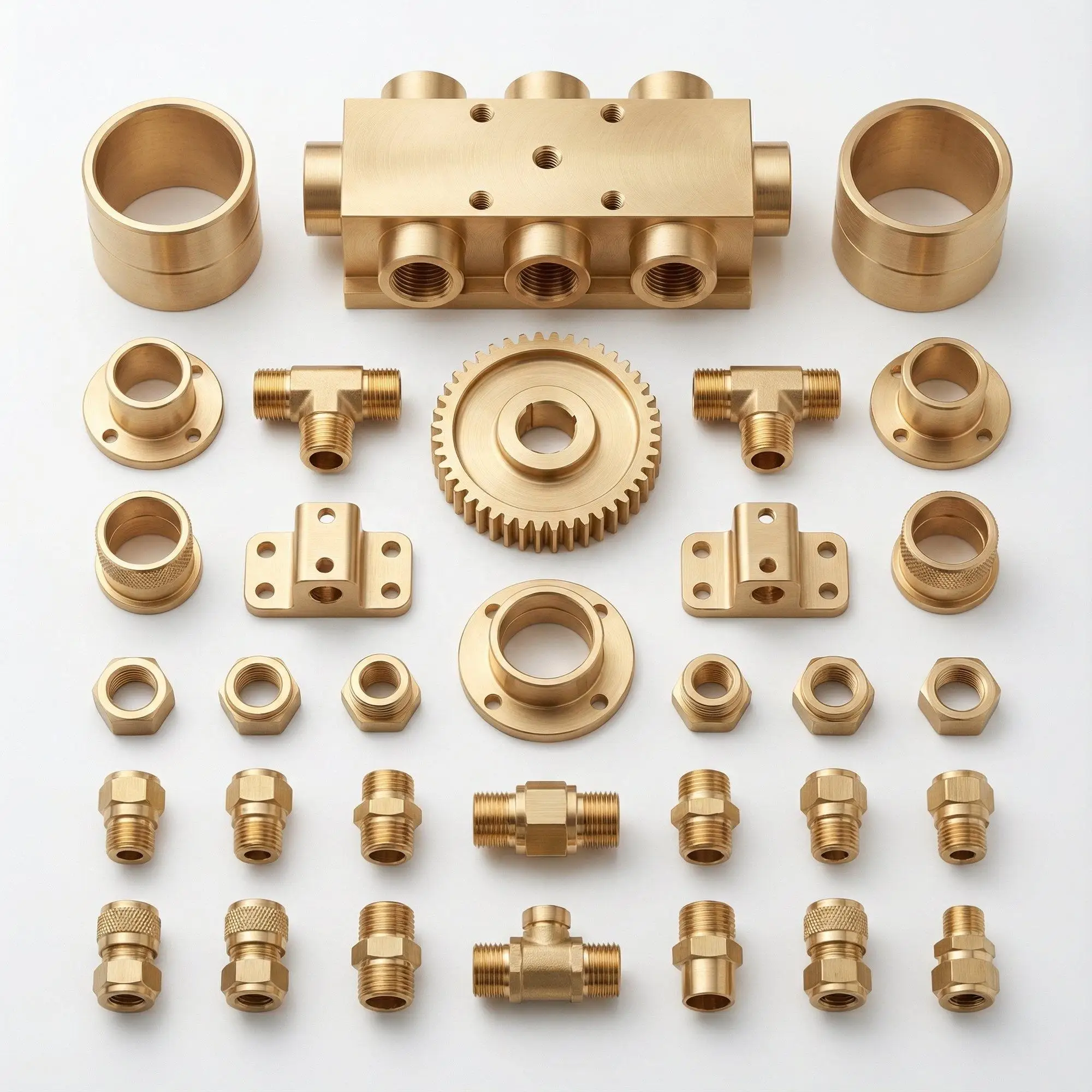 Custom Swiss Type CNC Turning H62 Brass Precision Sleeve Bearings Fittings and Flanges for Industrial OEM Machining Service