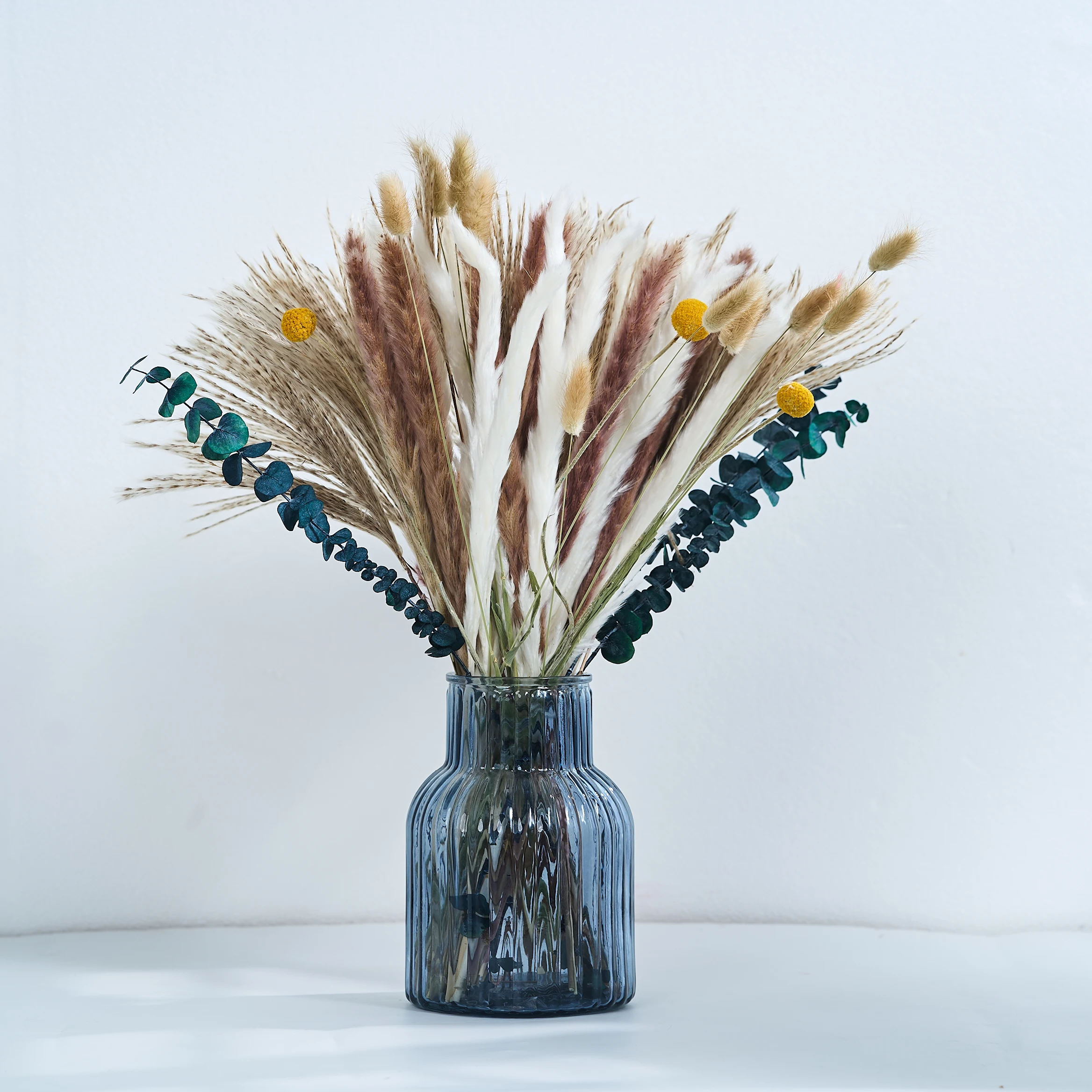 

76PCS Natural Pampas Grass Reed Rabbit tail Grass Mix Bouquet Boho Style Home Christmas Vase Flower Arrangement Wedding Decorlio