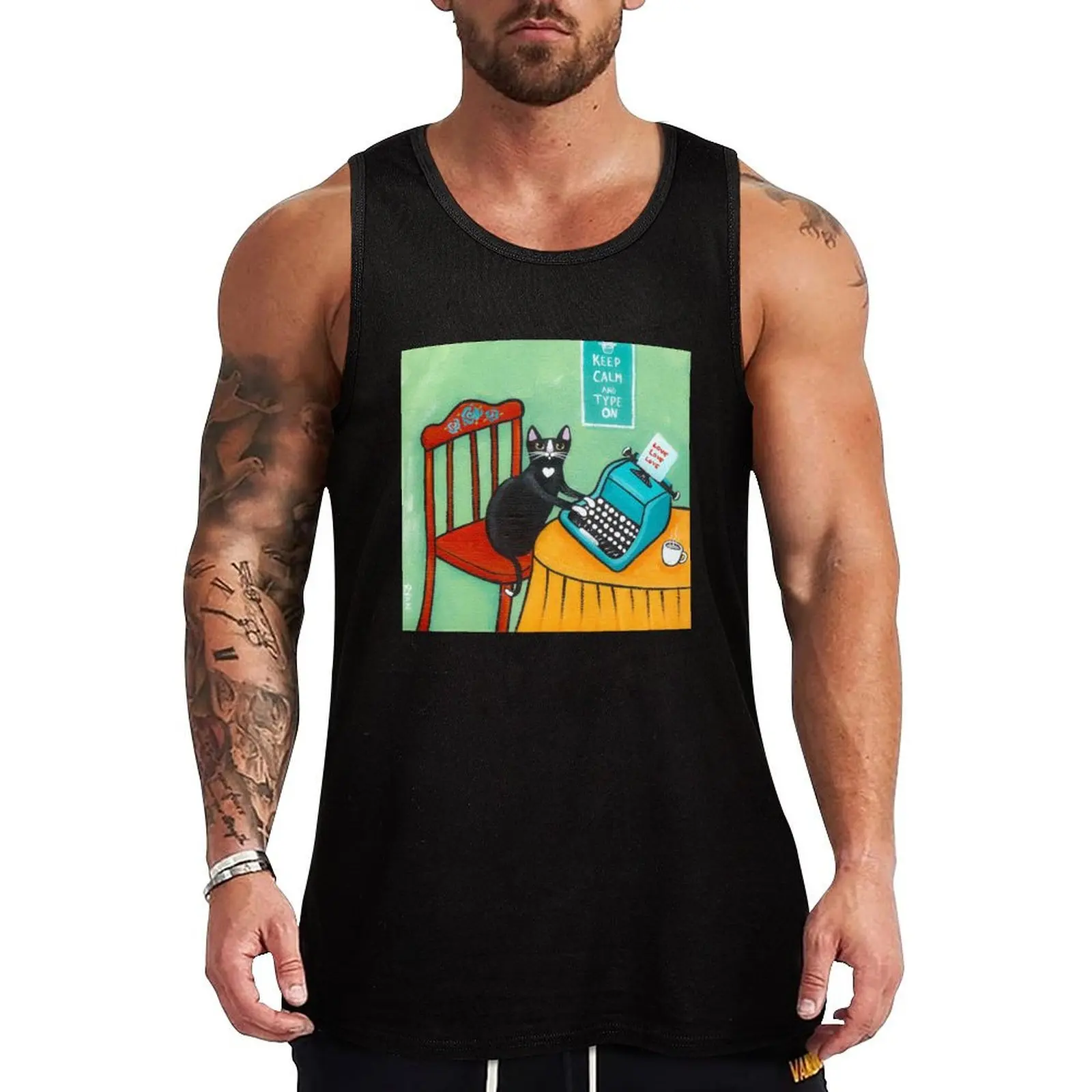 

A Typed Note From the Cat Tank Top T-shirt men Short sleeve Men's sleeveless t-shirt for man
