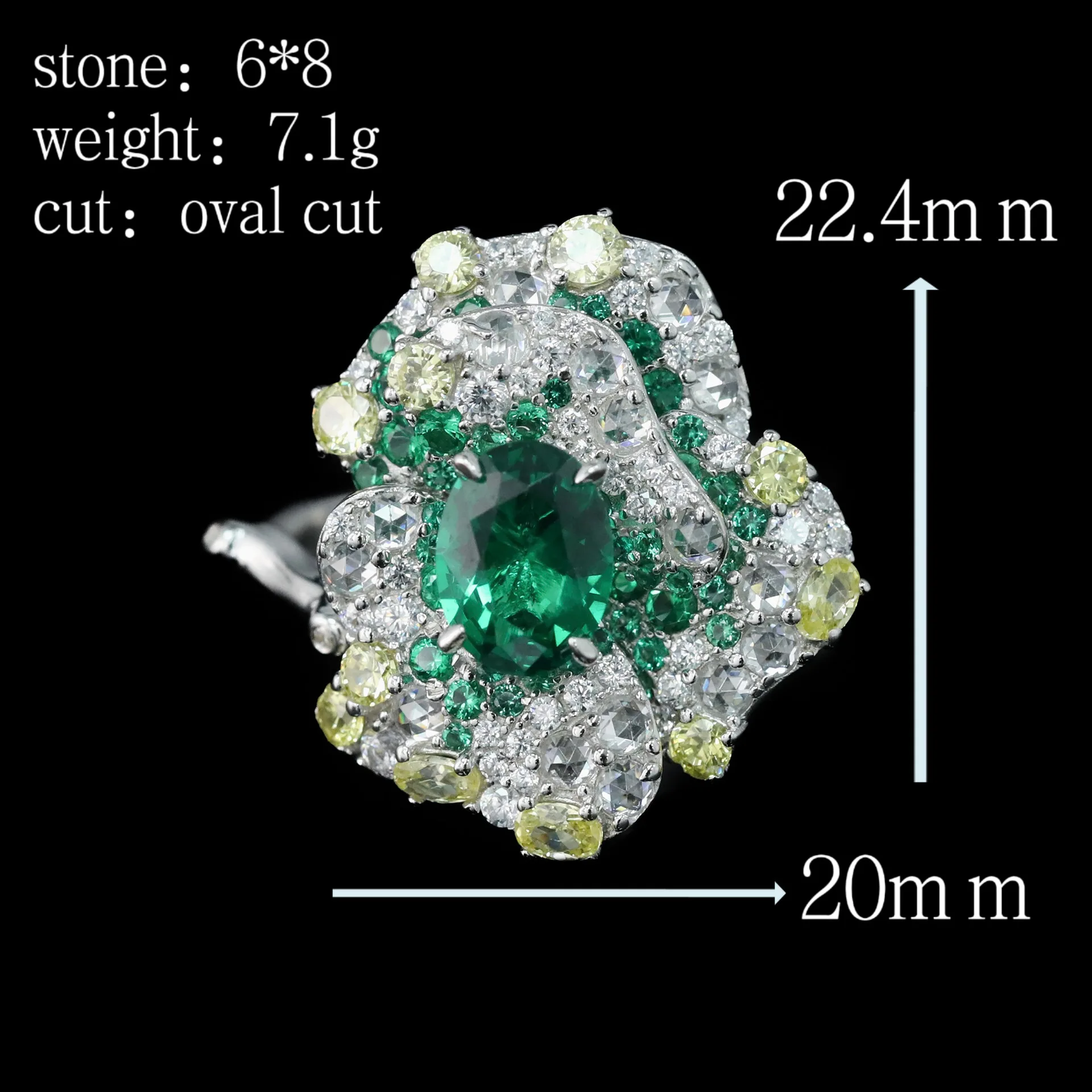 

925 sterling silver emerald flower luxury custom women's ring