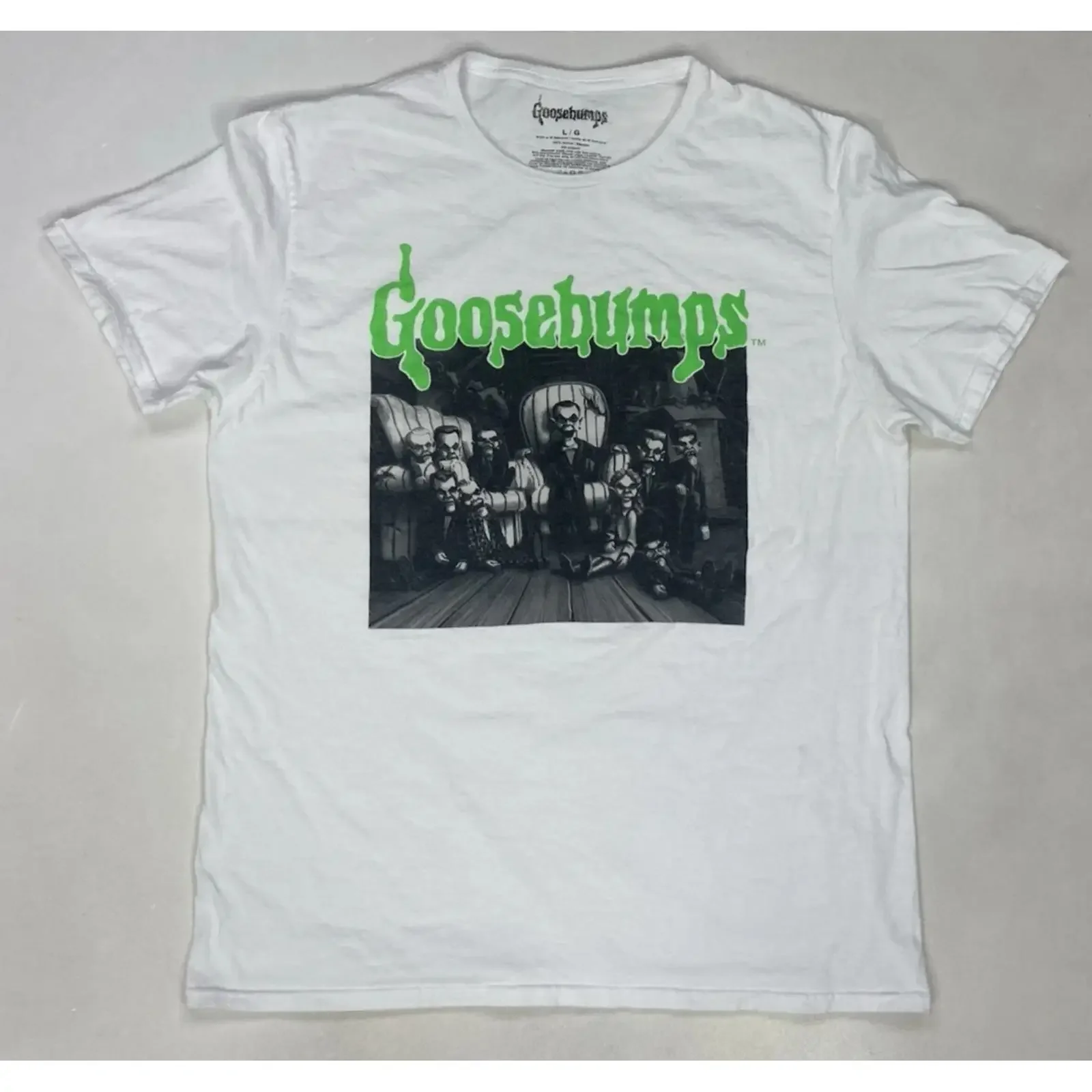Goosebumps T shirt Men Large White  Image 1 of 4 vintage Washed Versatile homme Top For Everyday Wear Breathable Stylish Casual