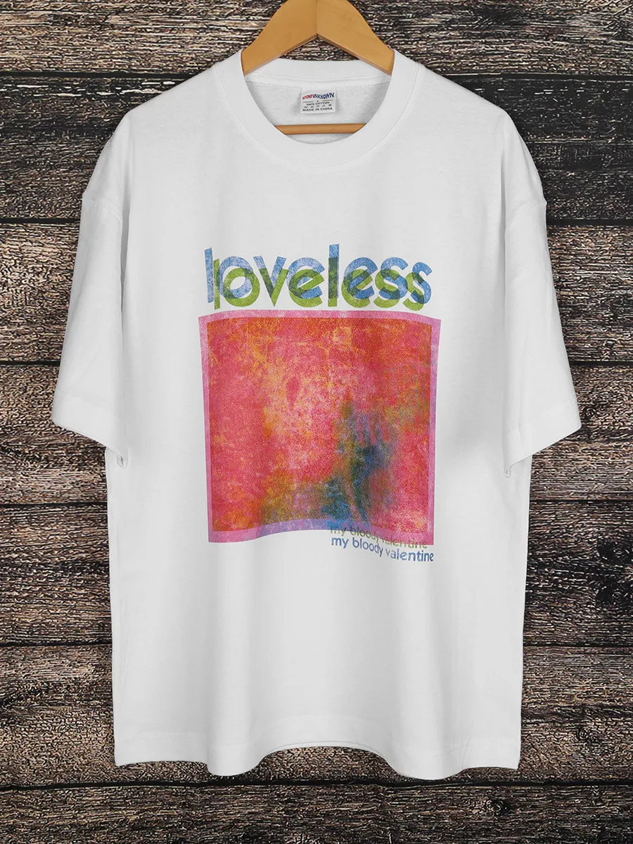 My Bloody Valentine Band Short Sleeve Loveless Pure Cotton American Casual Double Shadow Men's and Women's Pure Cotton T-shirt