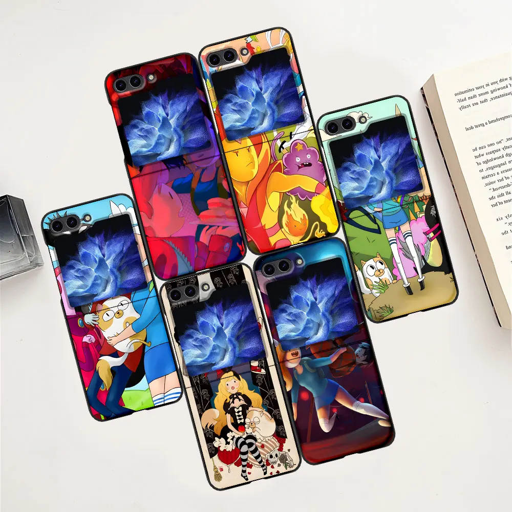 Adventure Fionna & Cake Time Cell Phone Case for Samsung Galaxy Z Flip5 Black Cover Z Flip 5 Hard PC Folding Shell Zflip5 Cases