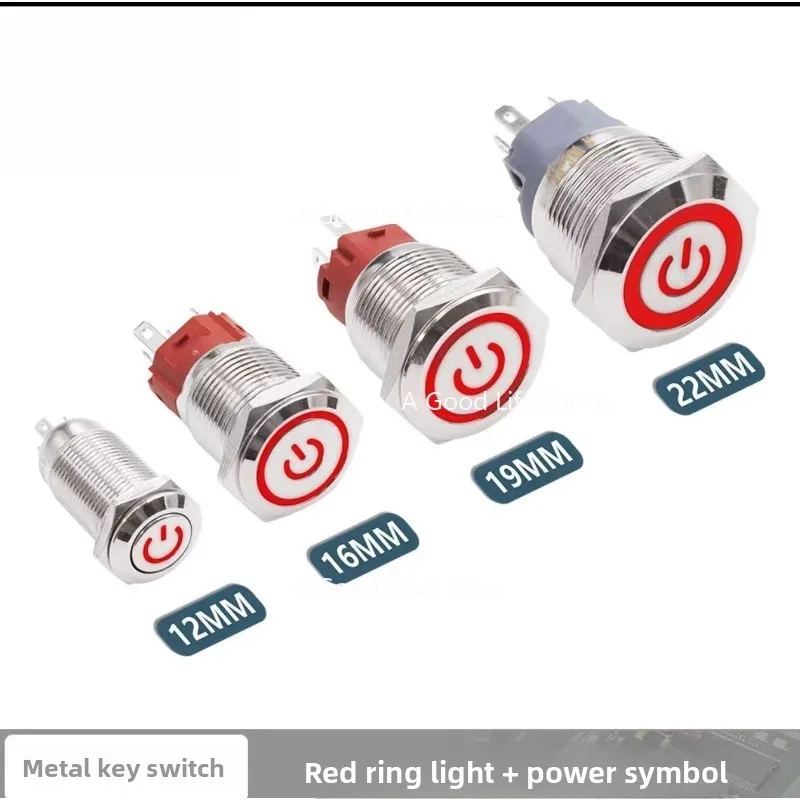 

Apply To 12/16/19/22MM Metal Button Switch Self Reset Self Lock Circular Power Button with Light