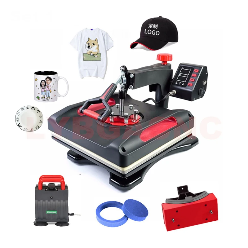 LY 8 in 1 Stampante a sublimazione combinata 4 in 1 Mini pressa per trasferimento di calore per tappo fai da te Tazza Piatto T-shirt Bottiglia Custodia per telefono