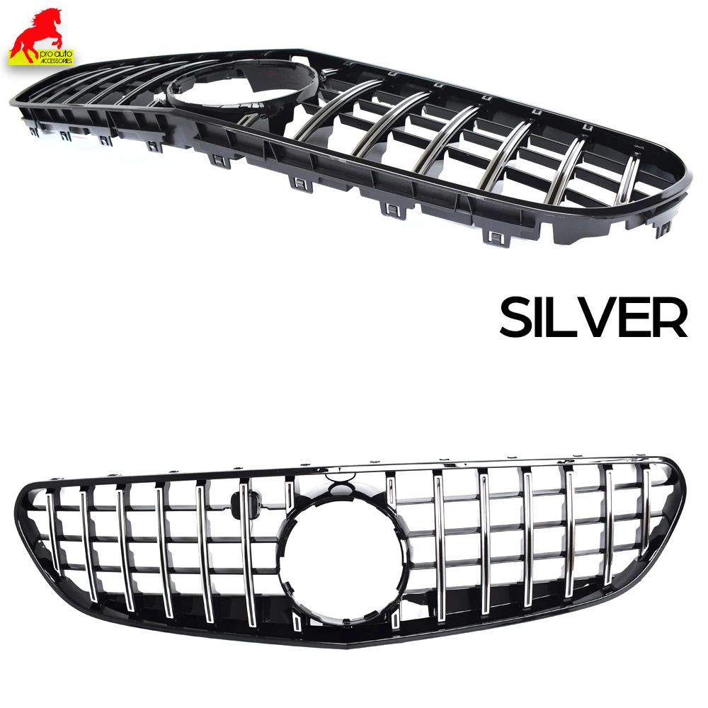 W217 Front Bumper Racing Grille Silver Grill for Mercedes S Class C217 Coupe A217 Cabriolet 2014-2020, Not for S65 AMG S63 AMG