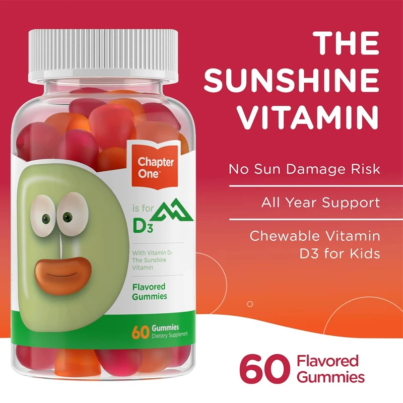 

Vitamin D 3 1000 IU gummies, suitable for children and adults as vitamin D supplements, 60 capsules vegetarian