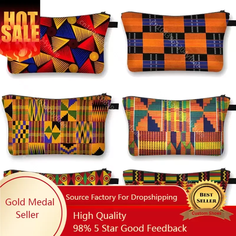 African Woman Print Cosmetic Bag Afro Ladies Makeup Bags Fashion Girls Cosmetic Case Portable Lipstick Storage Bags for Travel