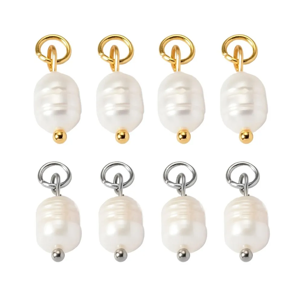 4Pcs Stainless Steel Natural Irregular Pearl Jewelry Findings For DIY Bracelet Necklace Earring Charm Making Material Accessorie
