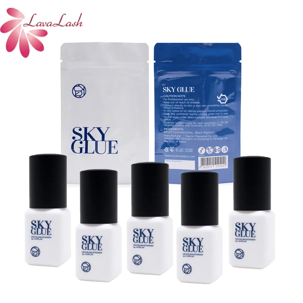 Korea Sky S+ for Eyelash Extensions Adhesive 5ml Black Cap False Lash Glue Tools Sealed Bag Beauty Makeup Professional