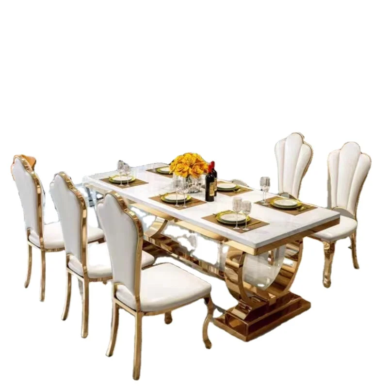 

Apartment Dining Table Chairs Living Room Rectangular Marble Home Dining Table
