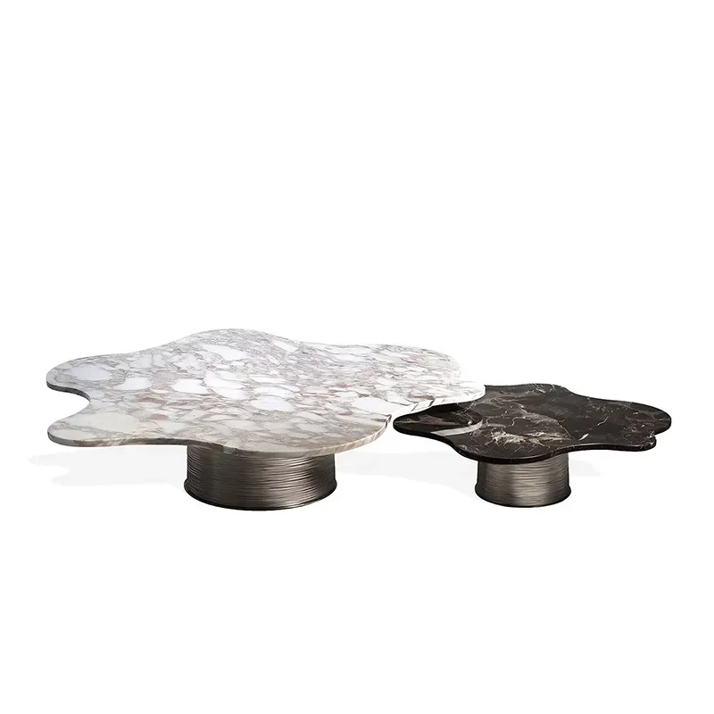 Light luxury marble, cloud coffee table, villa home living room, irregular combination metal tea table