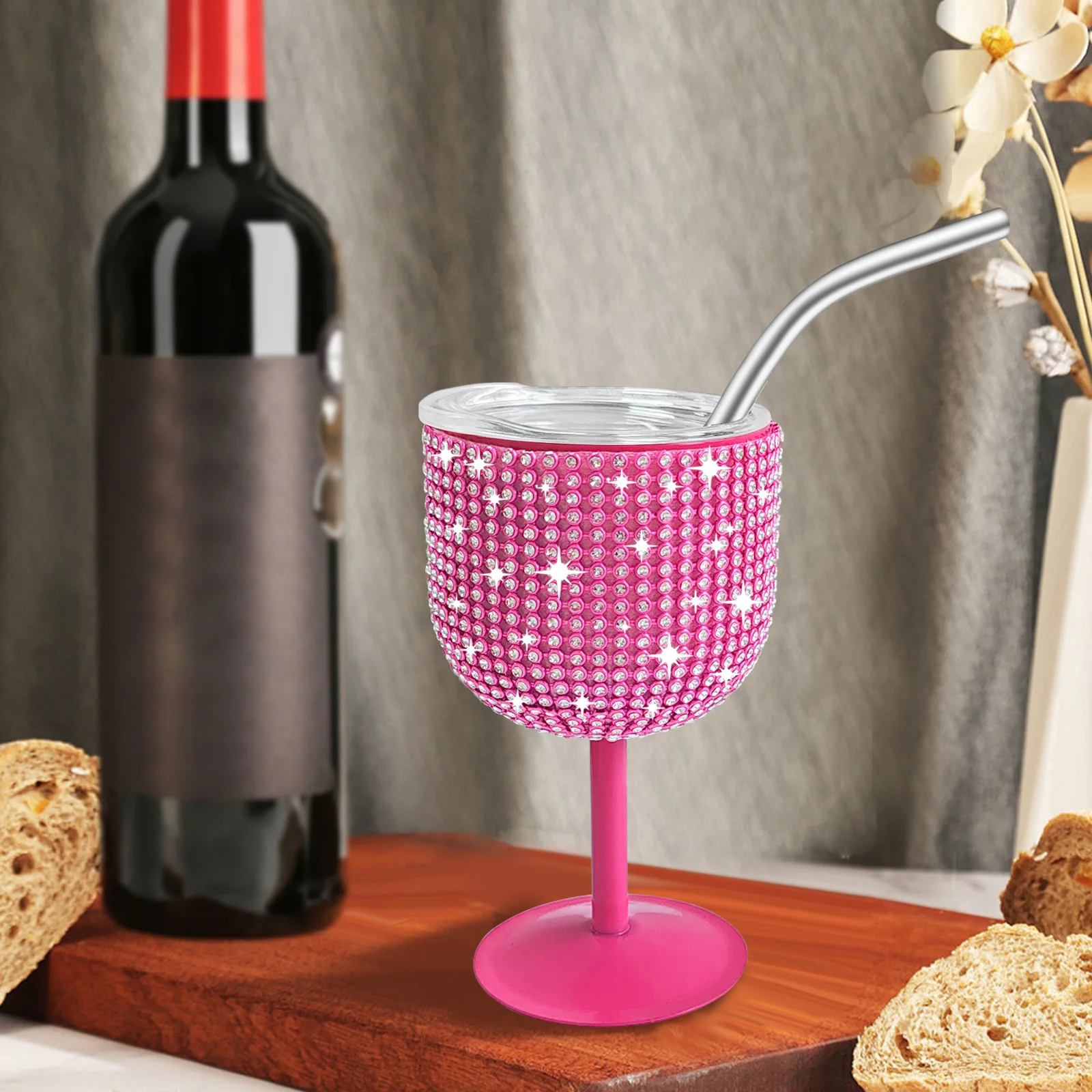 4oz Shimmering Studded Wine Glasses Stainless Steel Champagne Cocktails Goblet For Whisky 4colors Glittering Zircons Drinkware