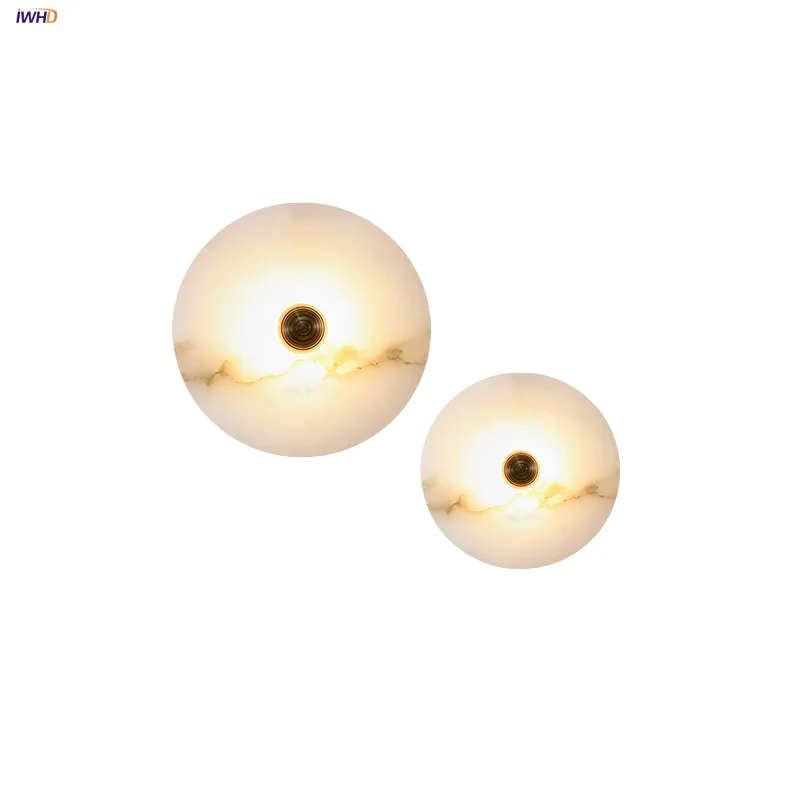 

IWHD White Marble LED Wall Lamp Sconce Hallway Bedroom Study Nordic Modern Simple Home Decor Bathroom Stair Mirror Light Fixture
