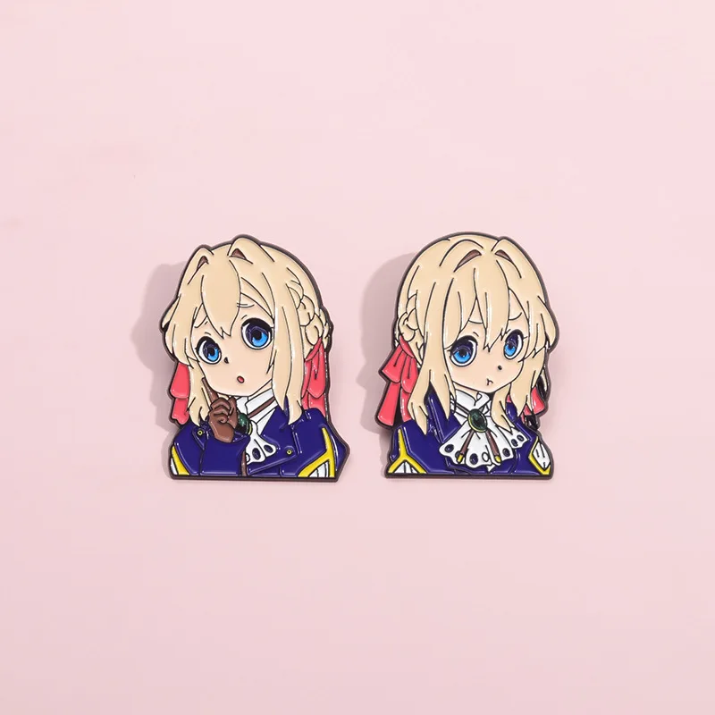 Bros Enamel karakter Anime kartun kepala merah mawar dewi akademi gadis Pangeran prajurit lencana Punk penyihir Lapel Pin perhiasan