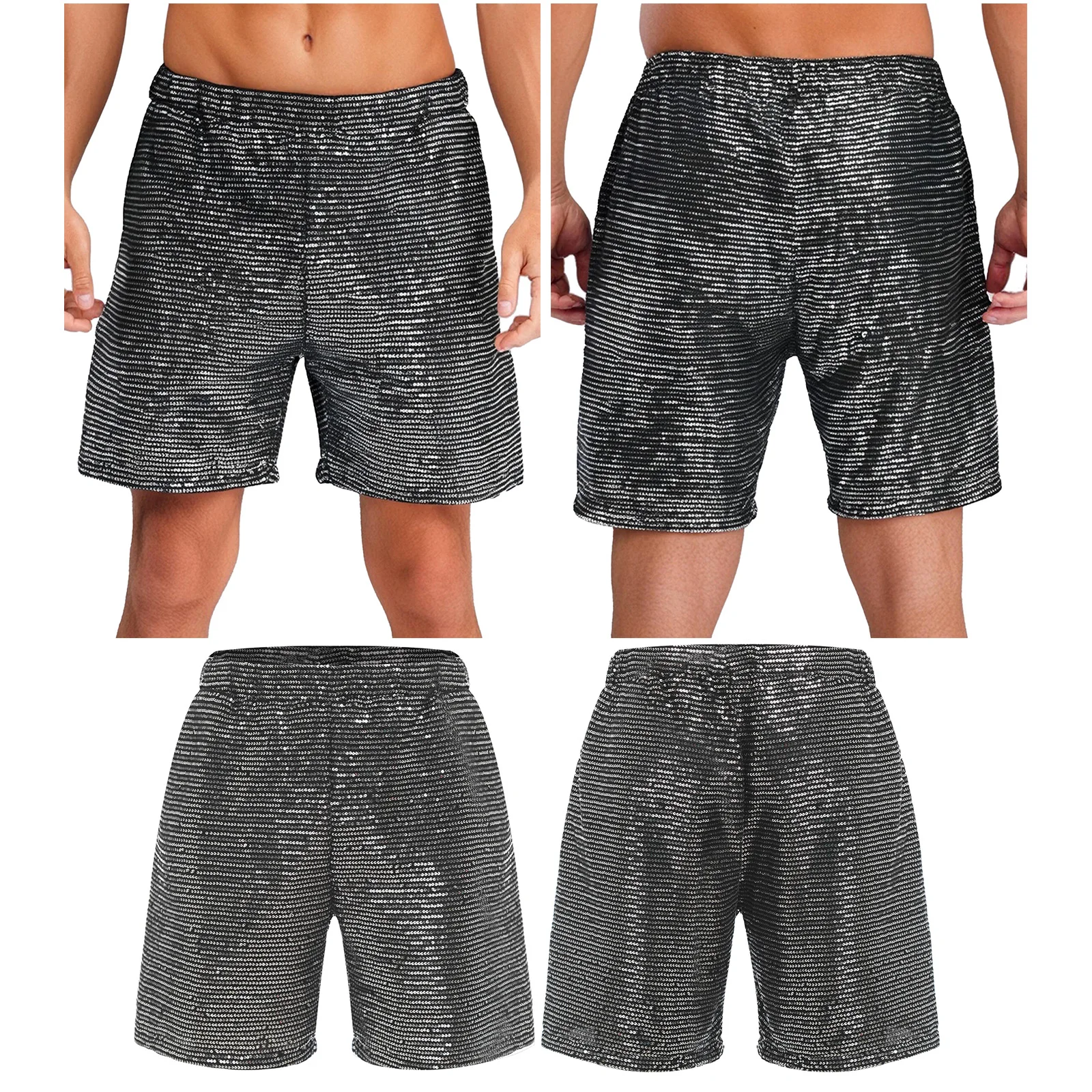 

Men's Shimmery Party Nightclub Dance Shorts Elastic Waistband Liner Bling Bling Loose Shorts Daily Casual Beach Spool Shorts