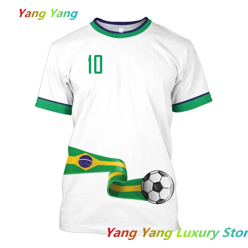 Five Star Brazil T Shirt Men Brazilian Flag Selection Soccer Team Shirt O-Neck Oversized Short Sleeve Men\'s Clothing Tops Tees