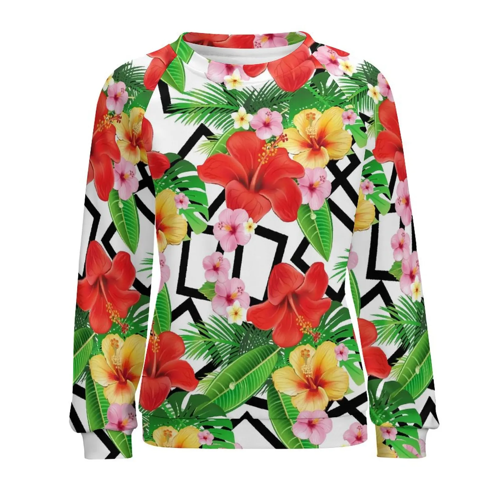 Lily Floral Casual Hoodies Winter Flowers and Geometric Kawaii Hoodie Long Sleeve Oversized Hip Hop Custom Sweatshirts